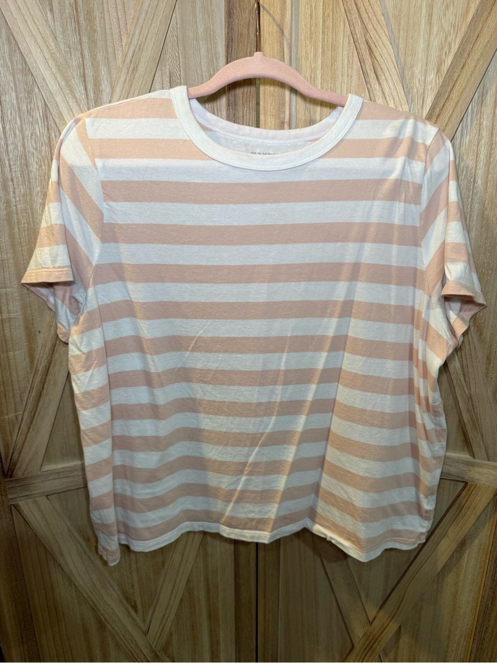 Old Navy Pink and White Striped Short-Sleeve Tee
